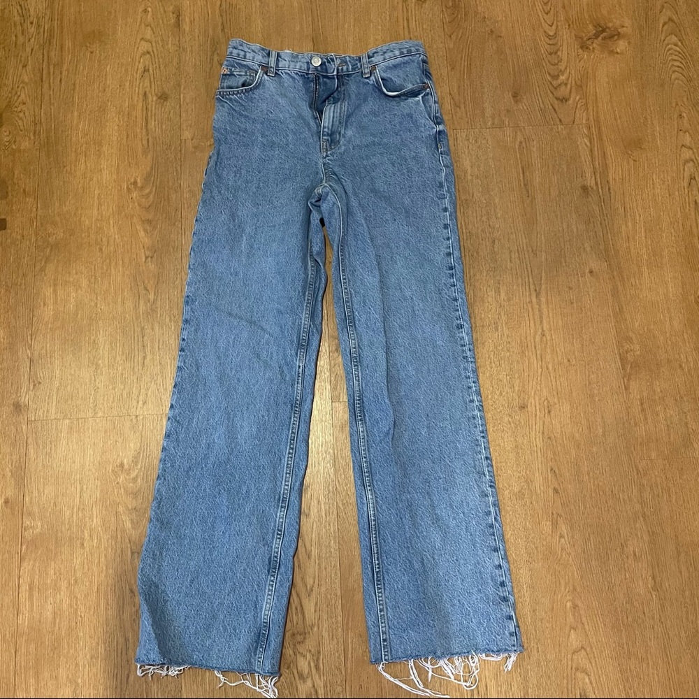 Zara High Rise Wide Leg Full Length Jeans